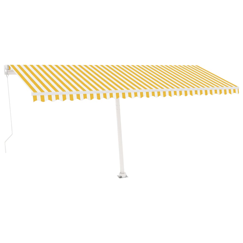 Vidaxl Luifel détaché étend manuellement 500x350 cm jaune et blanc
