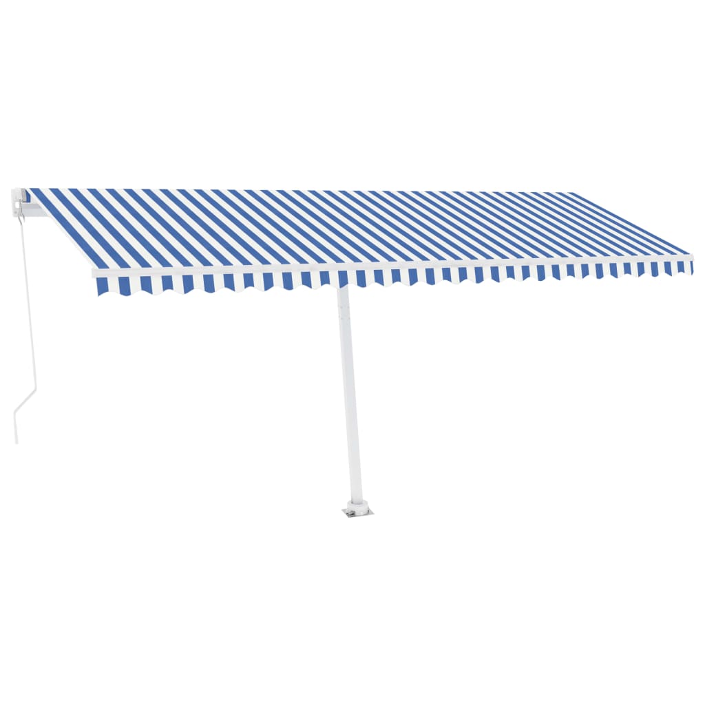 Vidaxl Luifel extensible manuellement avec LED 500x350 cm bleu et blanc