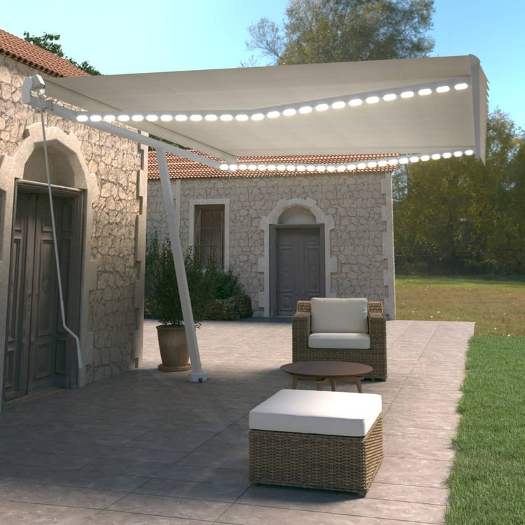 Vidaxl Luifel extensible manuellement avec la Crème LED 500x350 cm -Colored