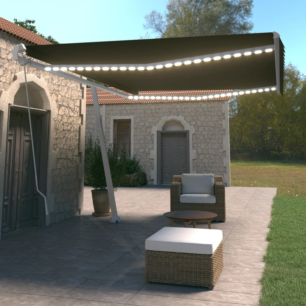 Vidaxl Luifel extensible manuellement avec une couleur anthracite LED 500x350 cm