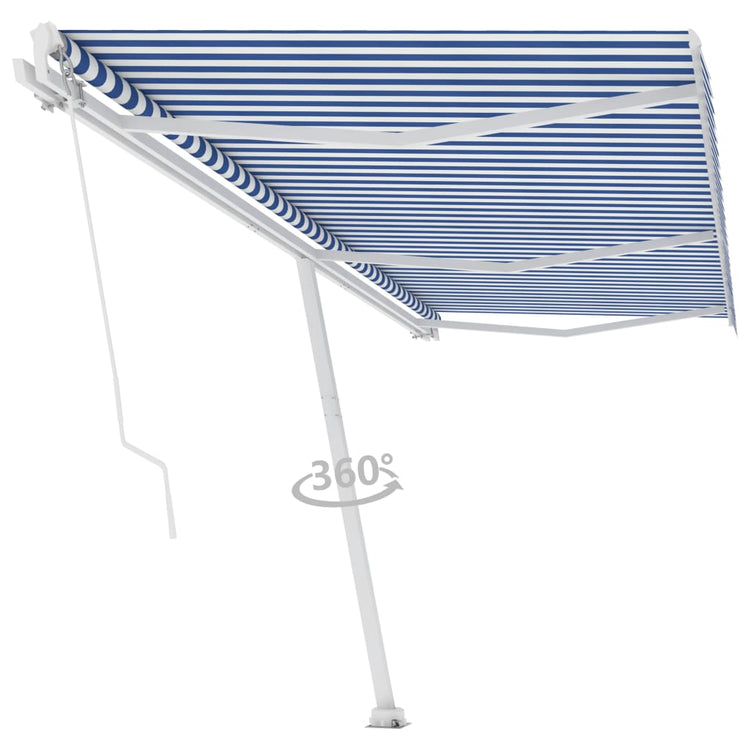 Vidaxl Luifel détaché étend manuellement 600x350 cm bleu et blanc