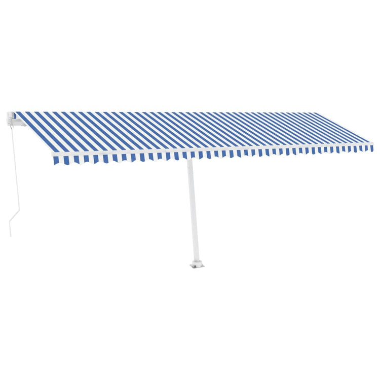 Vidaxl Luifel extensible manuellement avec LED 600x350 cm bleu et blanc