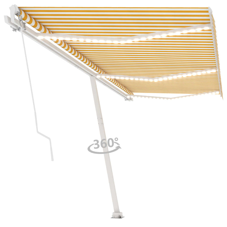 Vidaxl luifel extensible manuellement avec LED 600x350 cm jaune et blanc