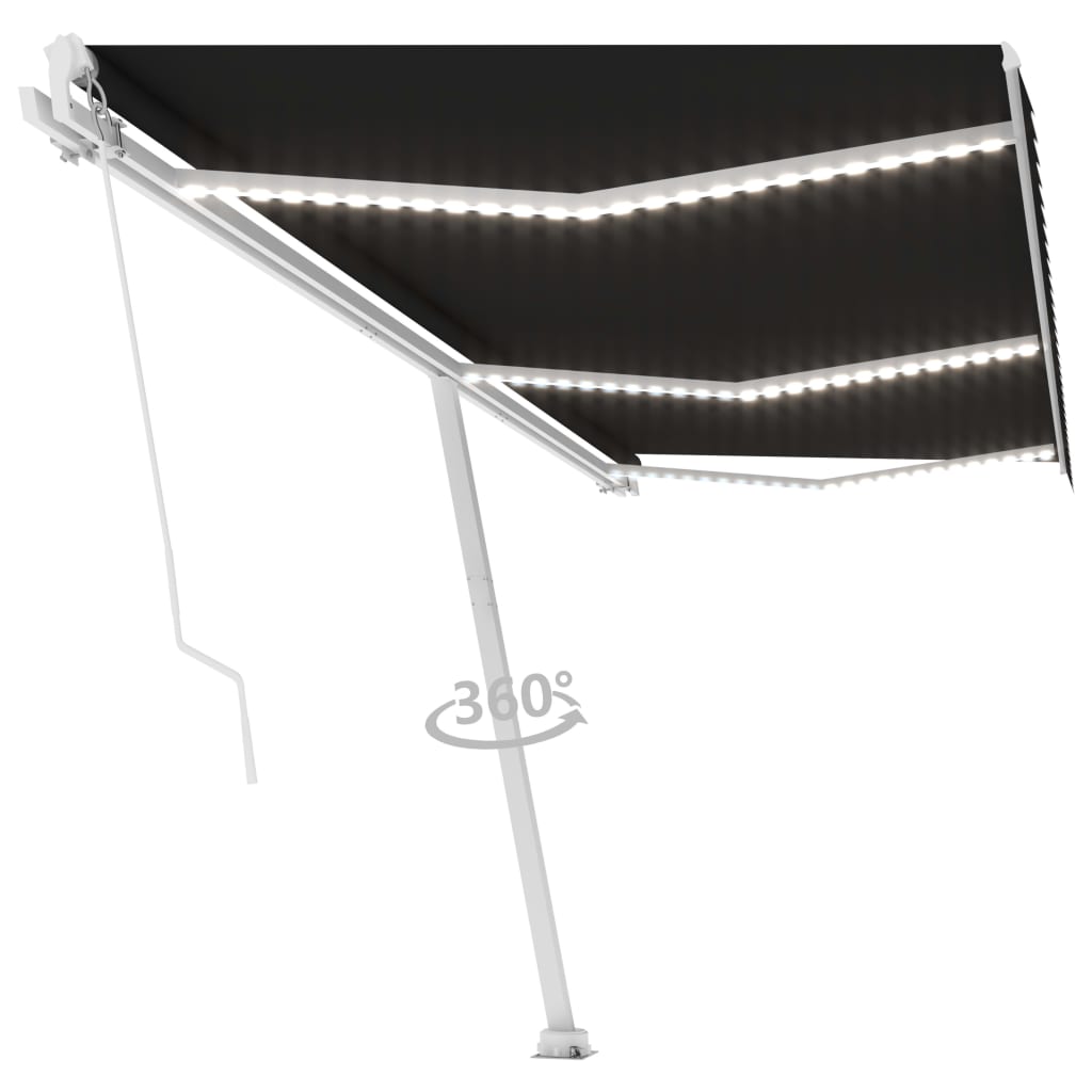 Vidaxl Luifel extensible manuellement avec une couleur anthracite LED 600x350 cm