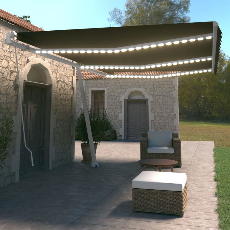 Vidaxl Luifel extensible manuellement avec une couleur anthracite LED 600x350 cm