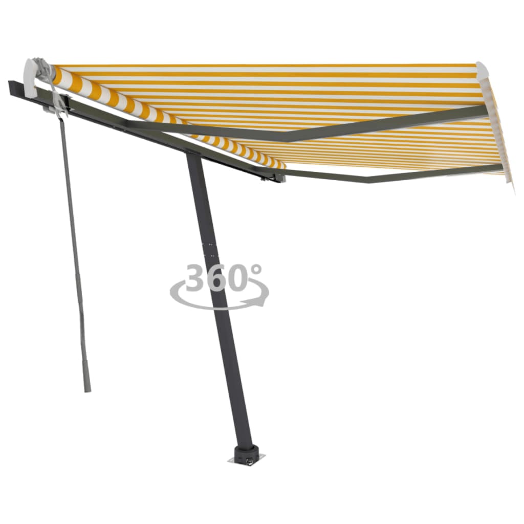 Vidaxl Luifel détaché étend manuellement 300x250 cm jaune et blanc
