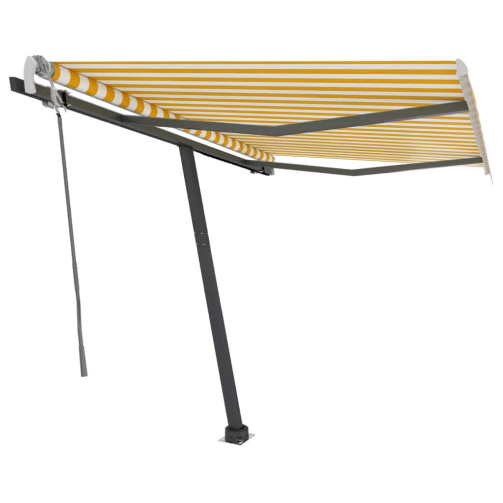 Vidaxl Luifel détaché étend manuellement 300x250 cm jaune et blanc