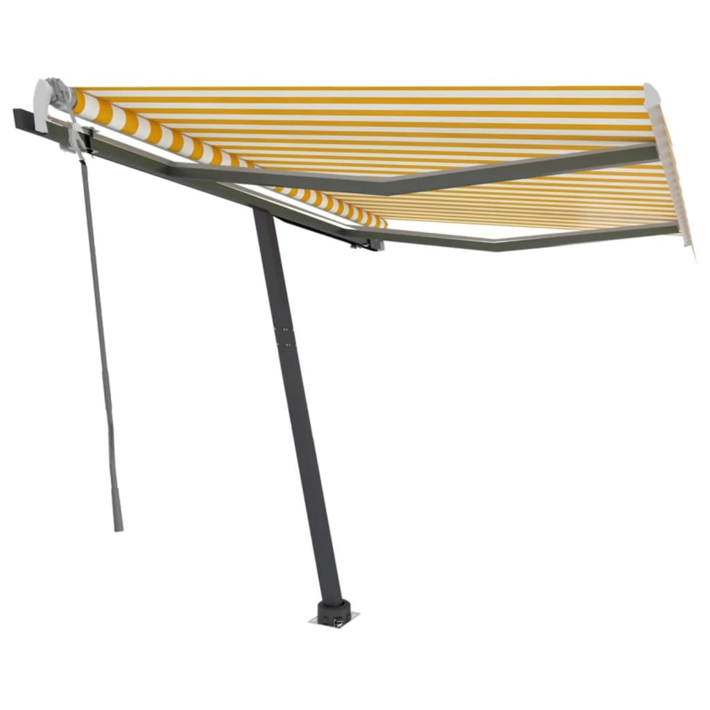 Vidaxl luifel extensible manuellement avec LED 300x250 cm jaune et blanc