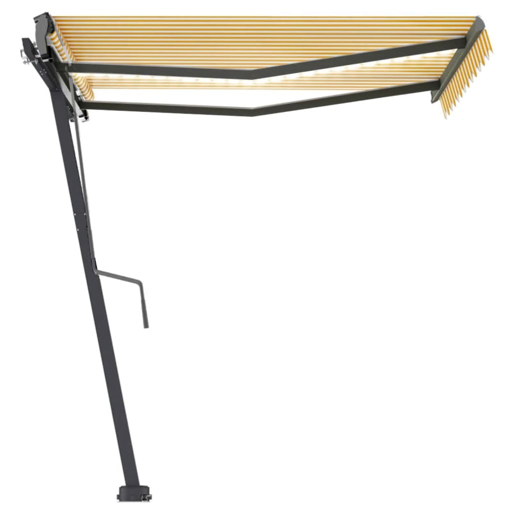 Vidaxl luifel extensible manuellement avec LED 300x250 cm jaune et blanc