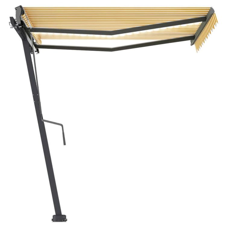 Vidaxl luifel extensible manuellement avec LED 300x250 cm jaune et blanc