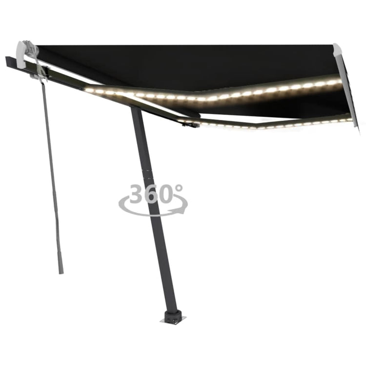 Vidaxl Luifel extensible manuellement avec une couleur anthracite LED 300x250 cm