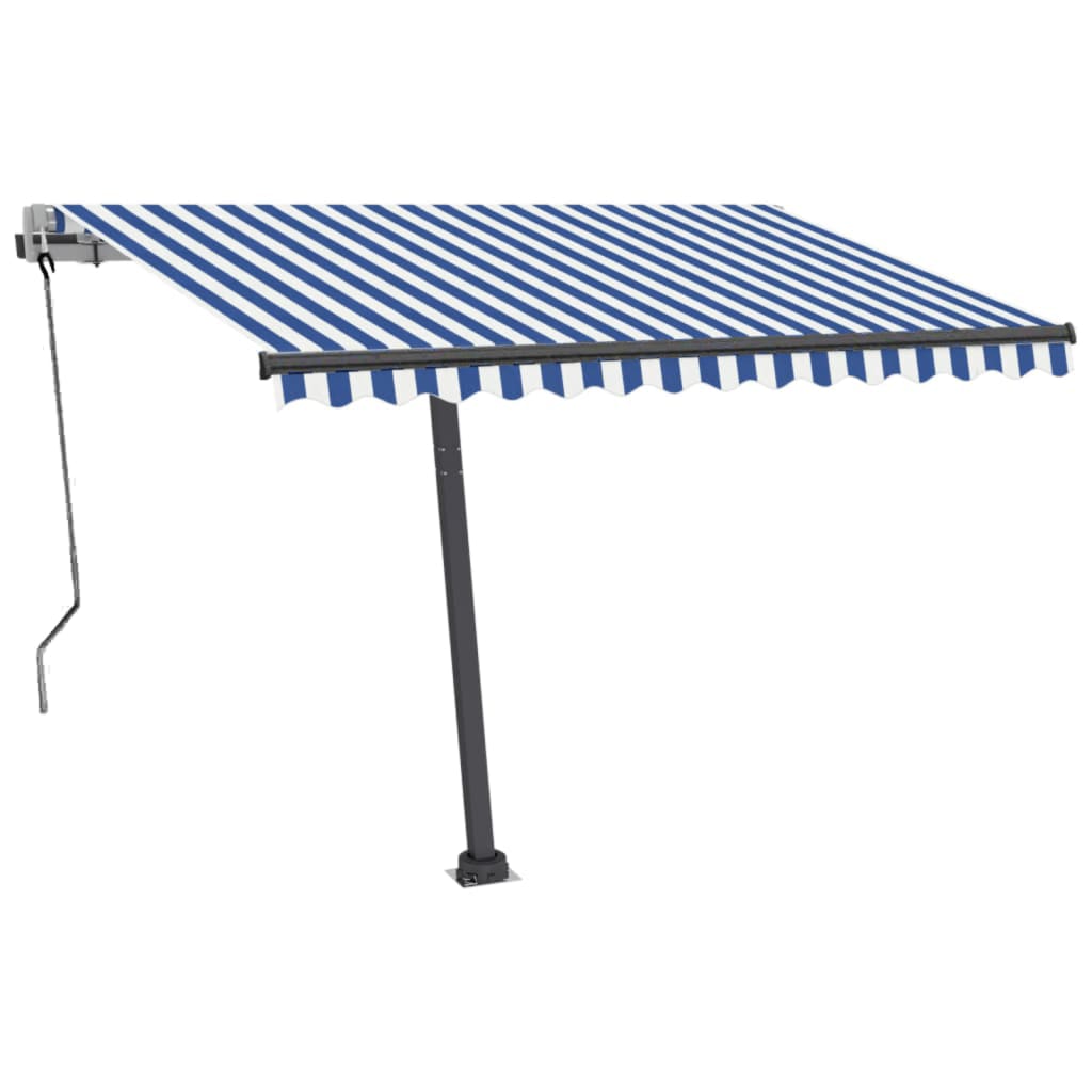 Vidaxl luifel automatique avec led et capteur de vent 300x250 cm blanc bleu