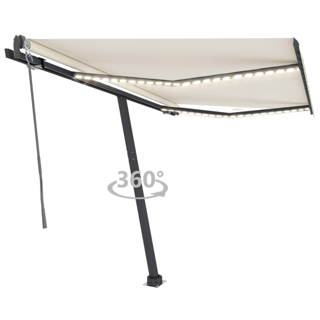 Vidaxl Luifel Automatique avec led et capteur de vent 300x250 cm couleur crème