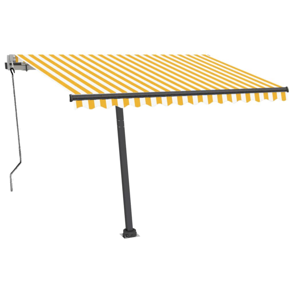 Vidaxl Luifel automatique avec led et capteur de vent 300x250 cm jaune et blanc