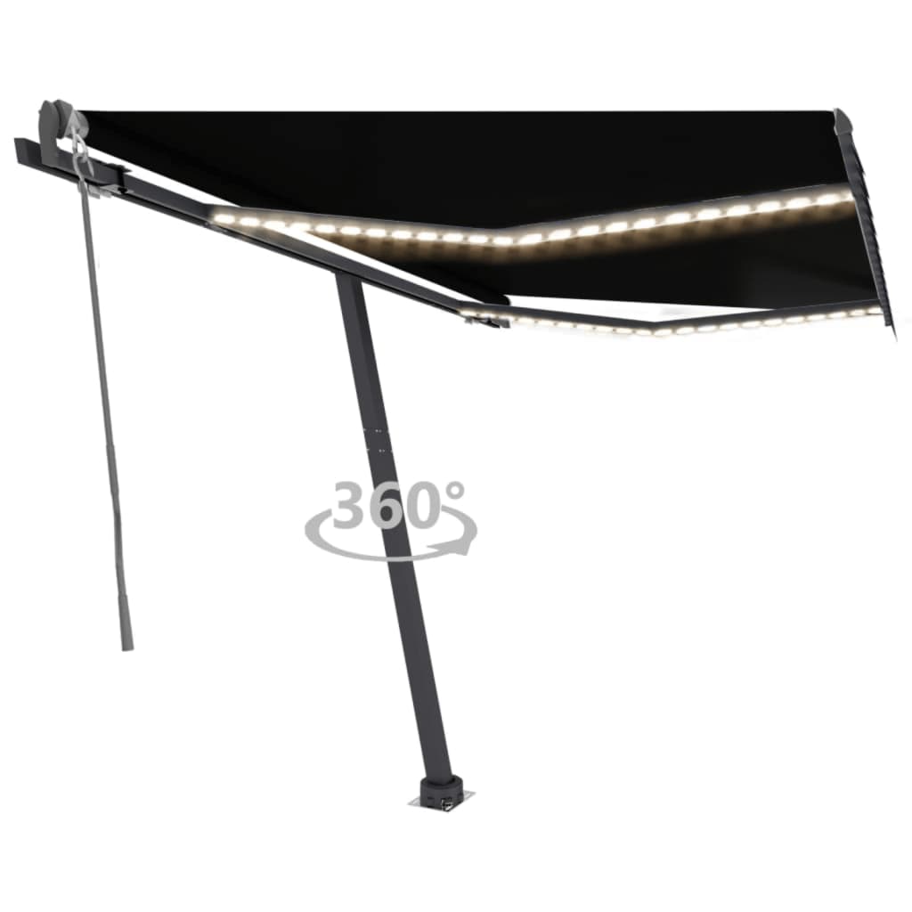 Vidaxl luifel automatique avec led et capteur de vent 300x250 cm anthracite