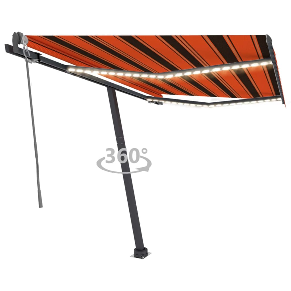 Vidaxl luifel automatique avec capteur de vent LED 300x250 cm brun orange