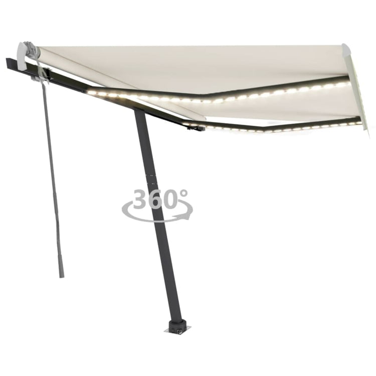 Vidaxl Luifel extensible manuellement avec la Crème à LED 350x250 cm -Colore