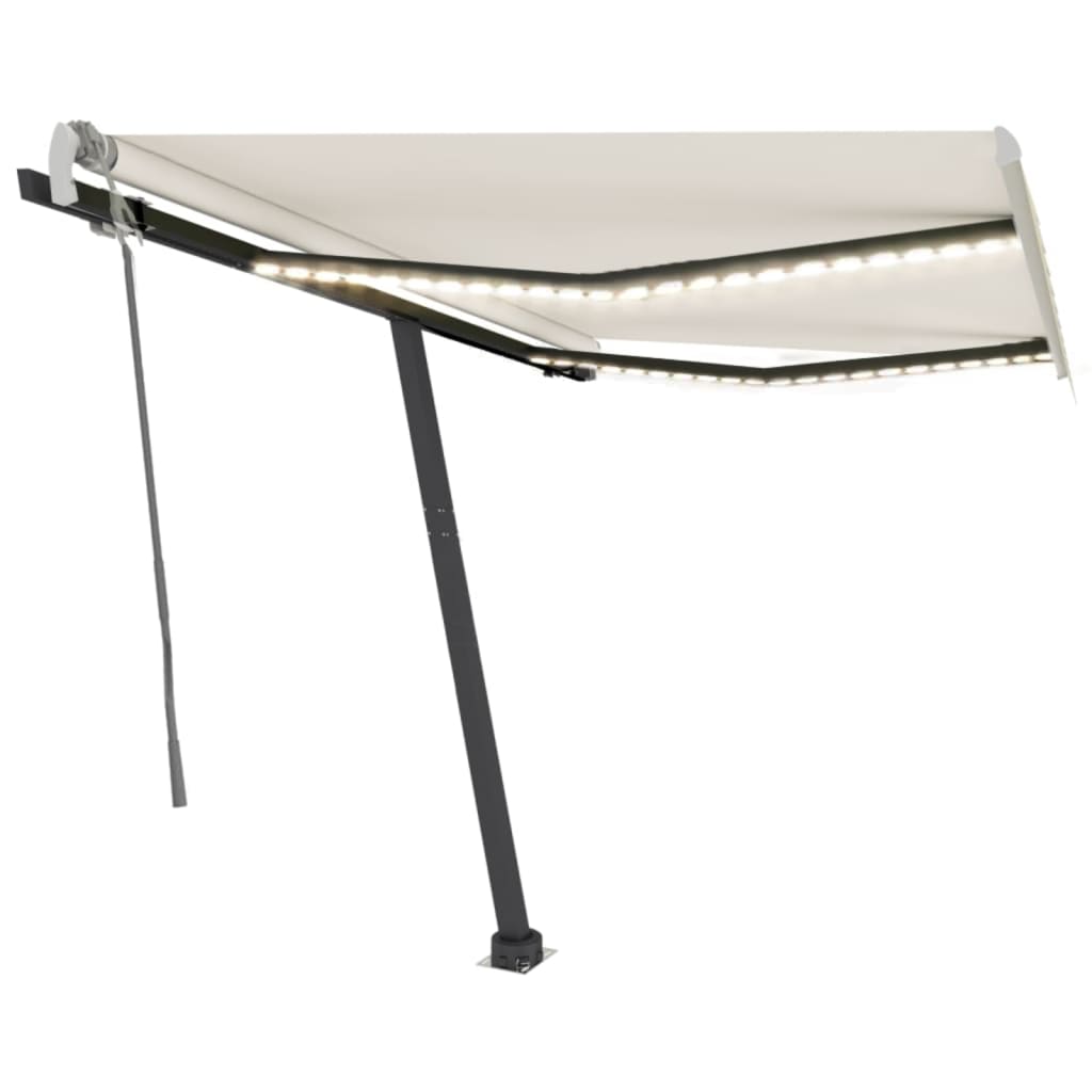 Vidaxl Luifel extensible manuellement avec la Crème à LED 350x250 cm -Colore