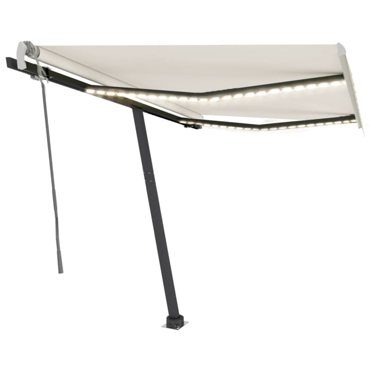 Vidaxl Luifel extensible manuellement avec la Crème à LED 350x250 cm -Colore