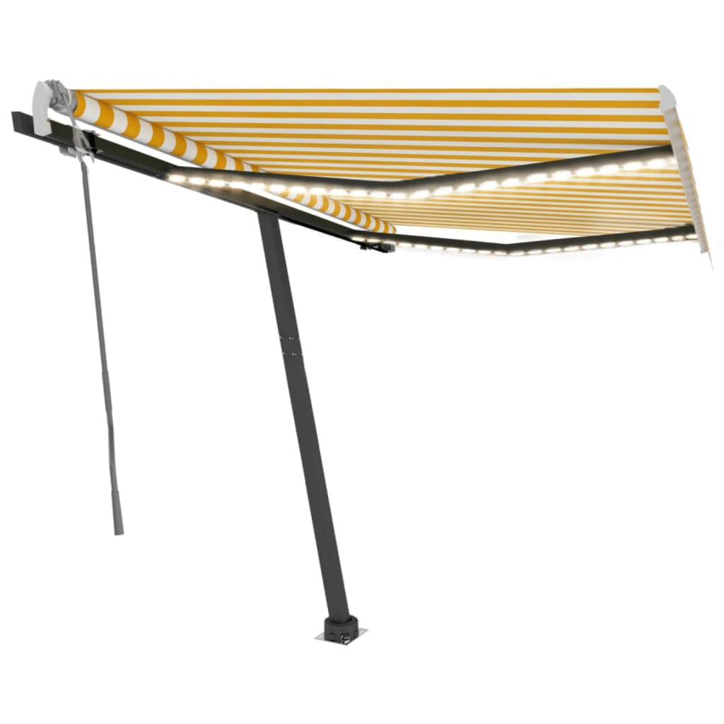 Vidaxl Luifel extensible manuellement avec LED 350x250 cm jaune et blanc
