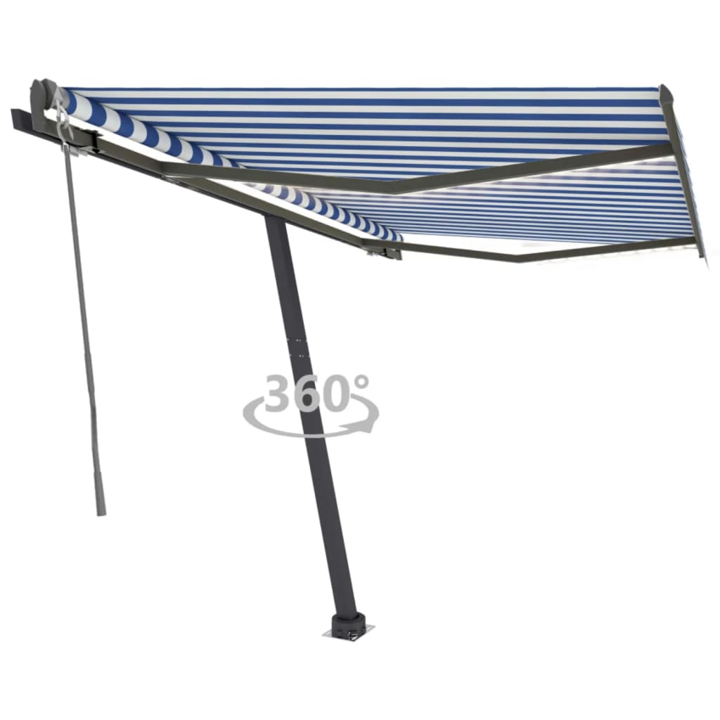 Vidaxl Laifel automatique avec led et capteur de vent 350x250 cm blanc bleu