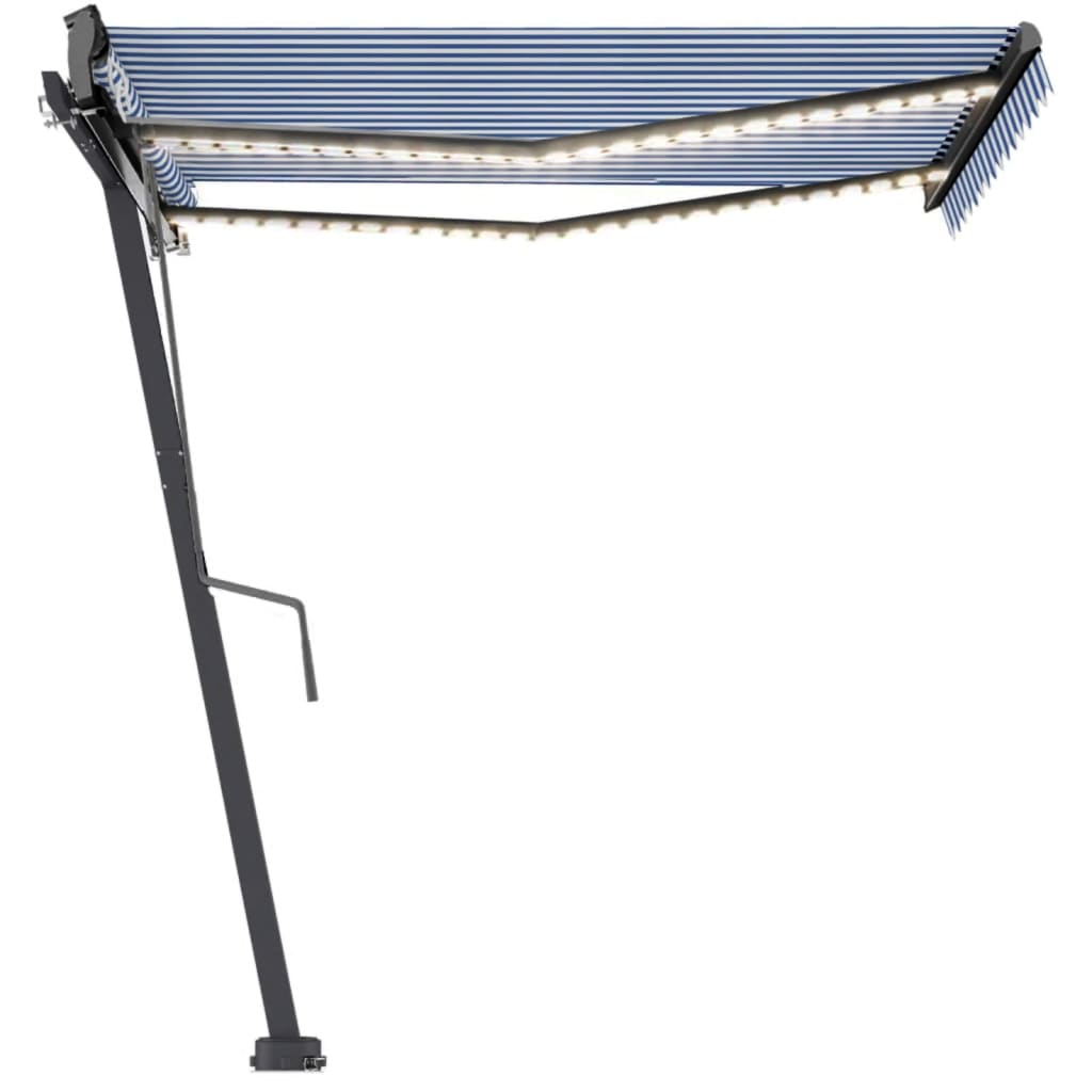 Vidaxl Laifel automatique avec led et capteur de vent 350x250 cm blanc bleu