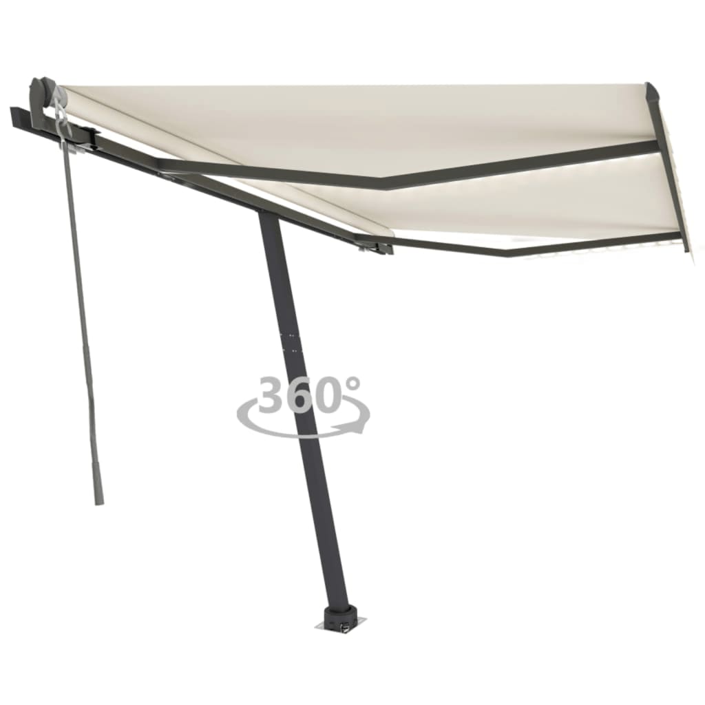 Vidaxl Luifel Automatique avec led et capteur de vent 350x250 cm couleur crème