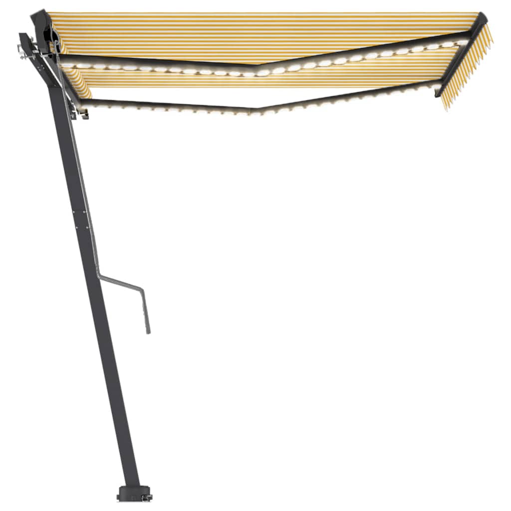 Vidaxl Luifel Automatique avec led et capteur de vent 350x250 cm jaune et blanc