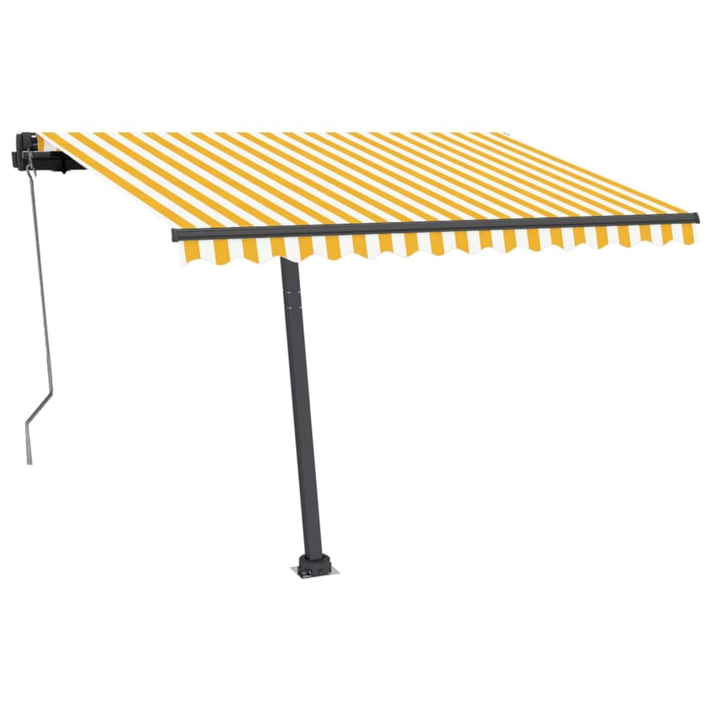 Vidaxl Luifel Automatique avec led et capteur de vent 350x250 cm jaune et blanc