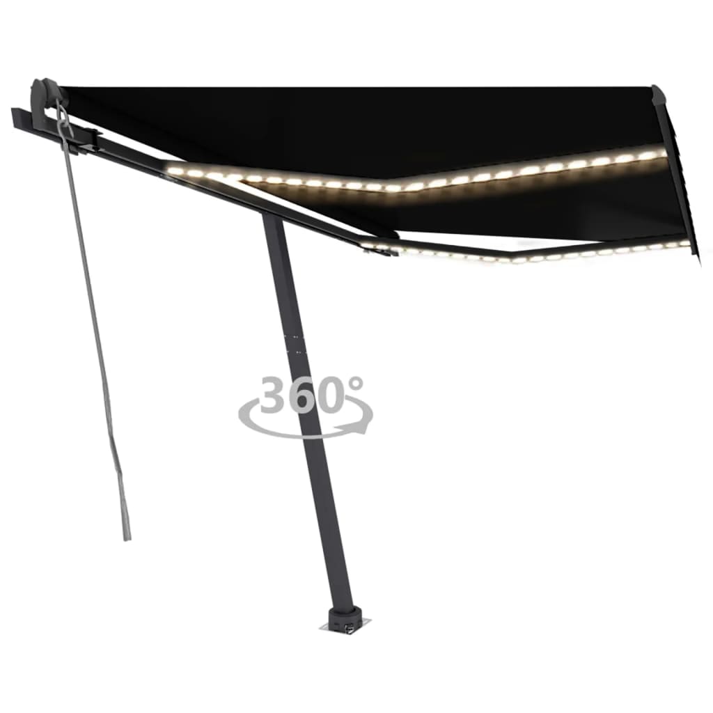Vidaxl luifel automatique avec led et capteur de vent 350x250 cm anthracite