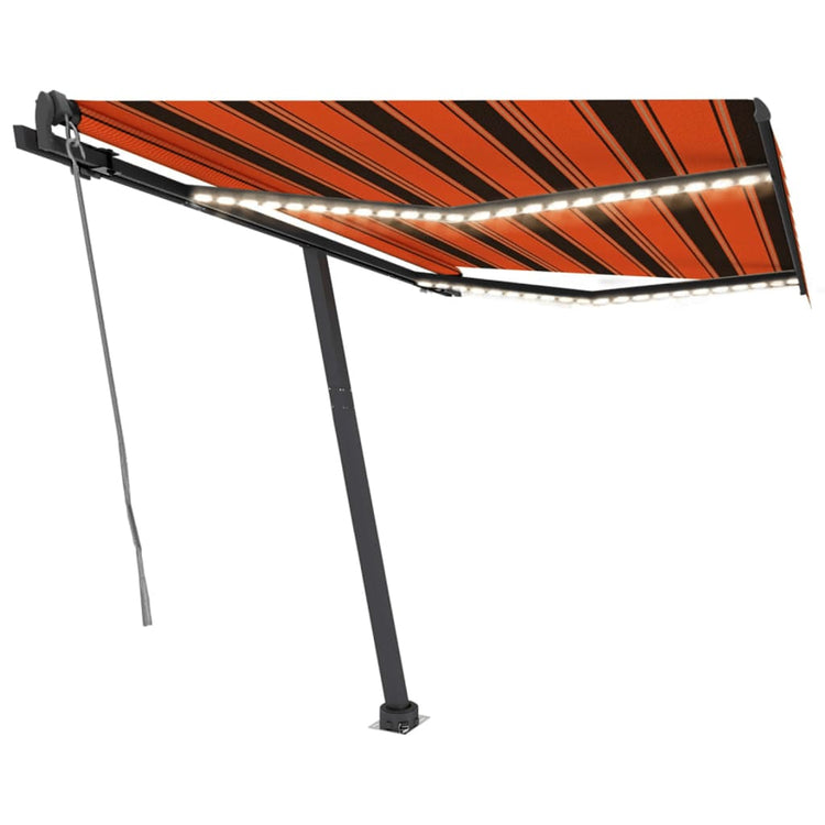 Vidaxl Luifel Automatique avec capteur de vent LED 350x250 cm Brun orange