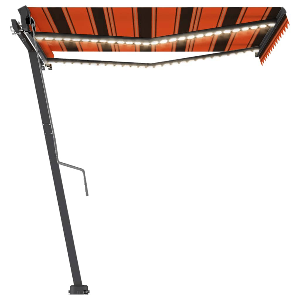Vidaxl Luifel Automatique avec capteur de vent LED 350x250 cm Brun orange
