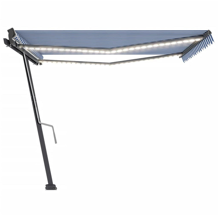 Vidaxl Luifel extensible manuellement avec LED 400x300 cm bleu et blanc