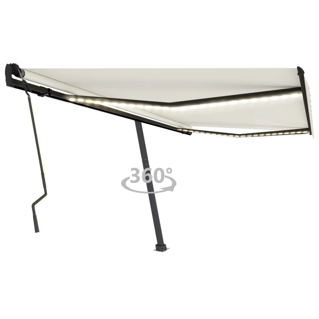 Vidaxl Luifel extensible manuellement avec la Crème LED 400x300 cm -Colored