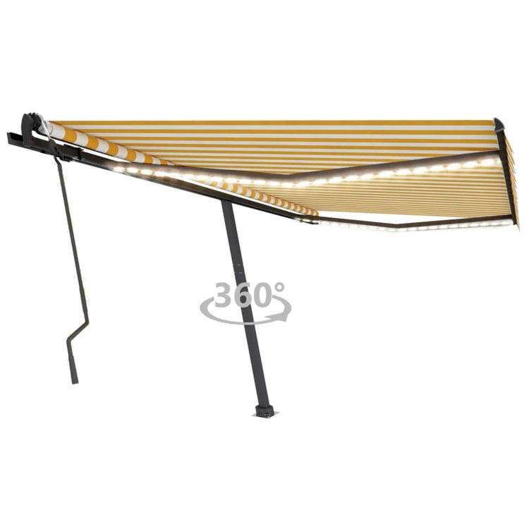 Vidaxl Luifel extensible manuellement avec LED 400x300 cm jaune et blanc