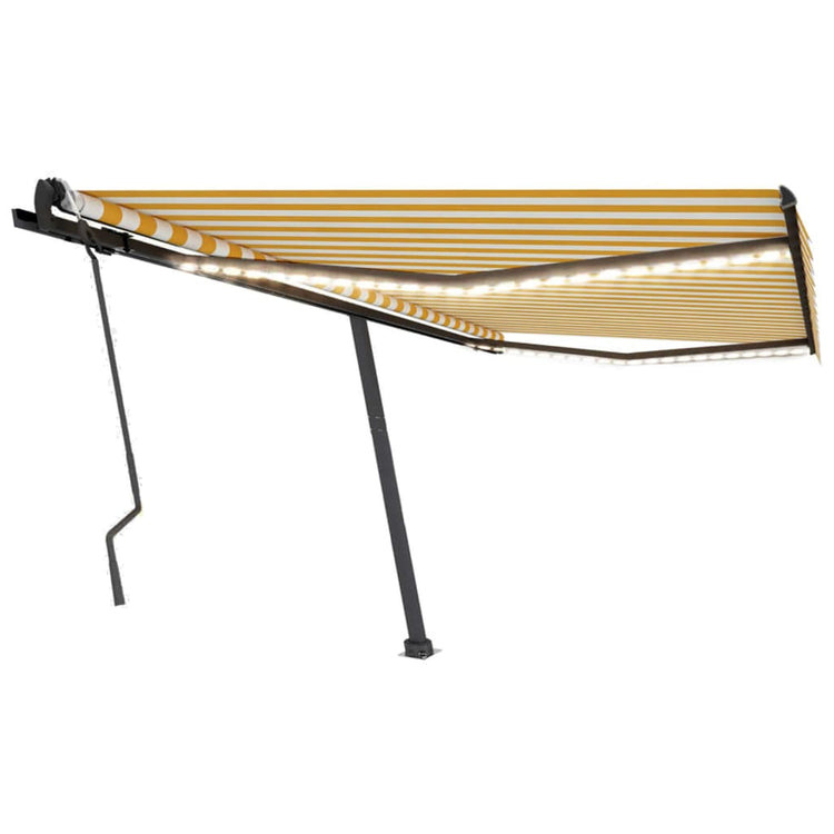 Vidaxl Luifel extensible manuellement avec LED 400x300 cm jaune et blanc