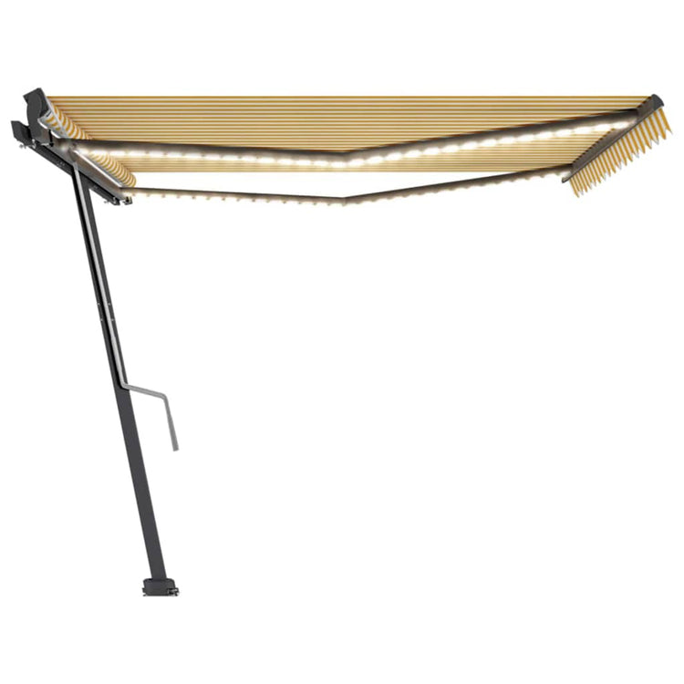 Vidaxl Luifel extensible manuellement avec LED 400x300 cm jaune et blanc