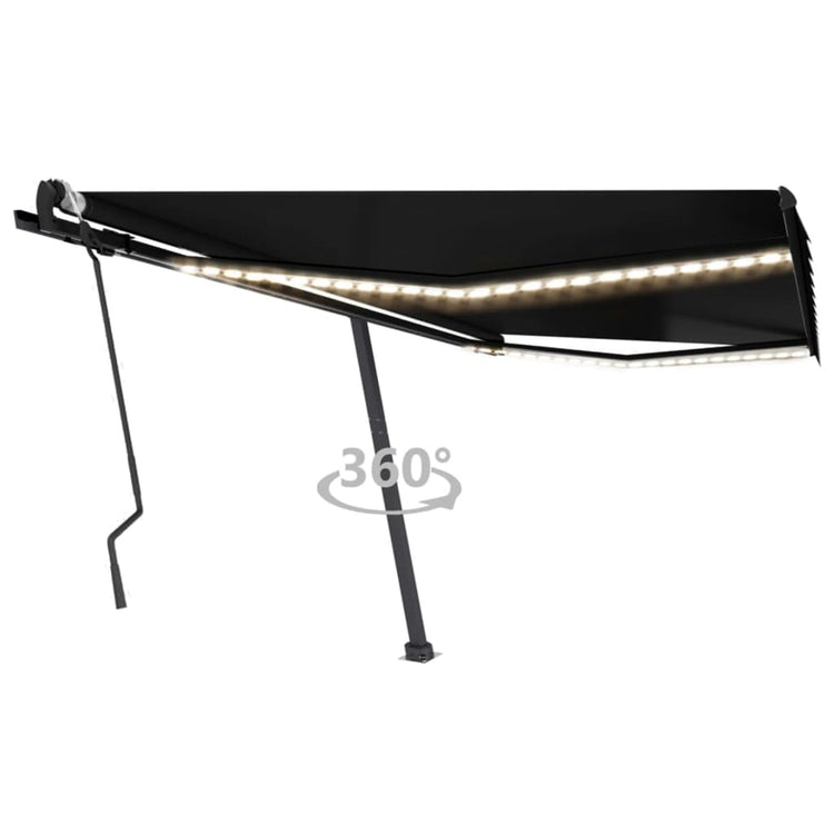 Vidaxl Luifel extensible manuellement avec une couleur anthracite LED 400x300 cm