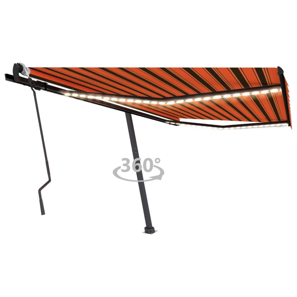 Vidaxl Luifel extensible manuellement avec LED 400x300 cm orange et marron