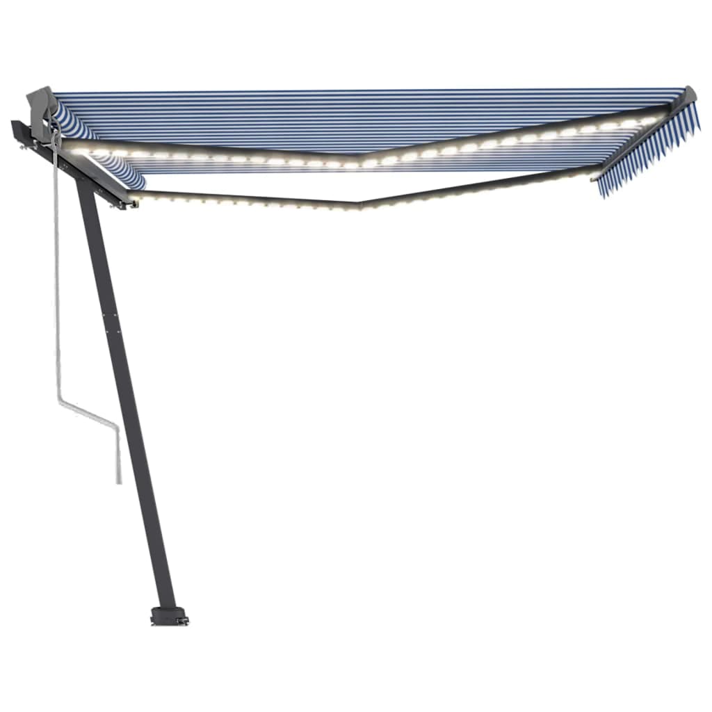 Vidaxl Luifel Automatique avec led et capteur de vent 400x300cm bleu et blanc