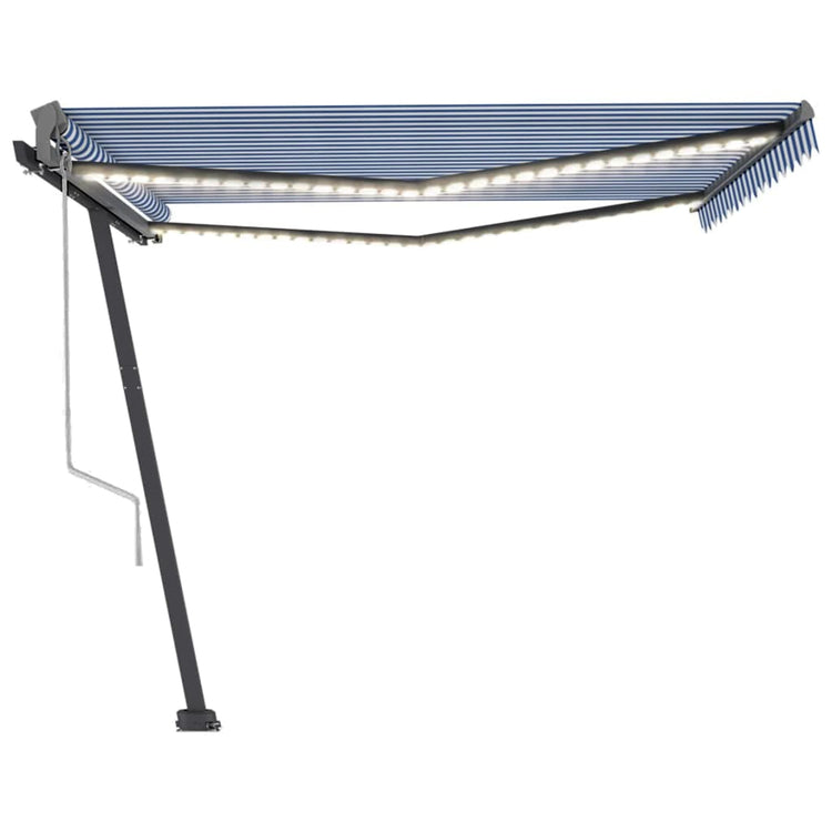 Vidaxl Luifel Automatique avec led et capteur de vent 400x300cm bleu et blanc