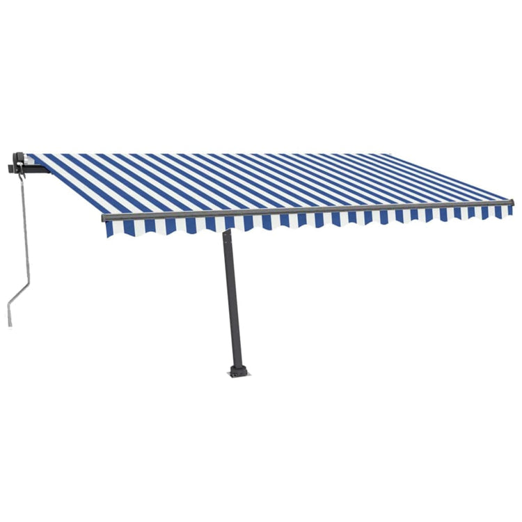 Vidaxl Luifel Automatique avec led et capteur de vent 400x300cm bleu et blanc