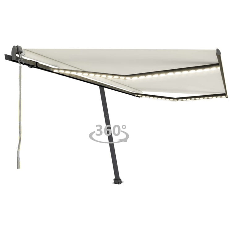 Vidaxl Luifel Automatique avec led et capteur de vent 400x300 cm couleur crème