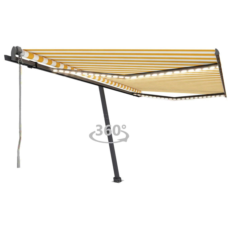 Vidaxl Luifel automatique avec led et capteur de vent 400x300 cm jaune et blanc