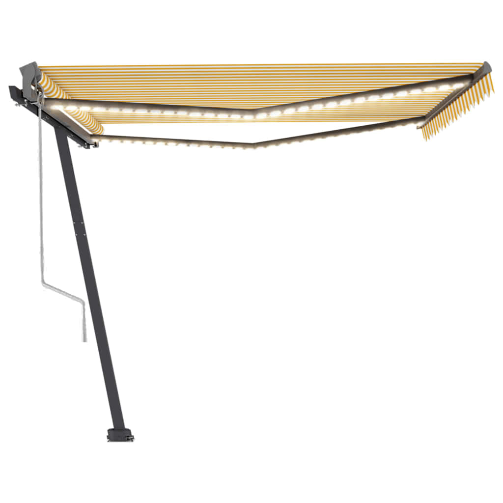 Vidaxl Luifel automatique avec led et capteur de vent 400x300 cm jaune et blanc