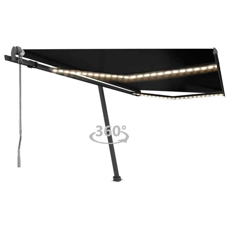 Vidaxl luifel automatique avec led et capteur de vent 400x300 cm anthracite
