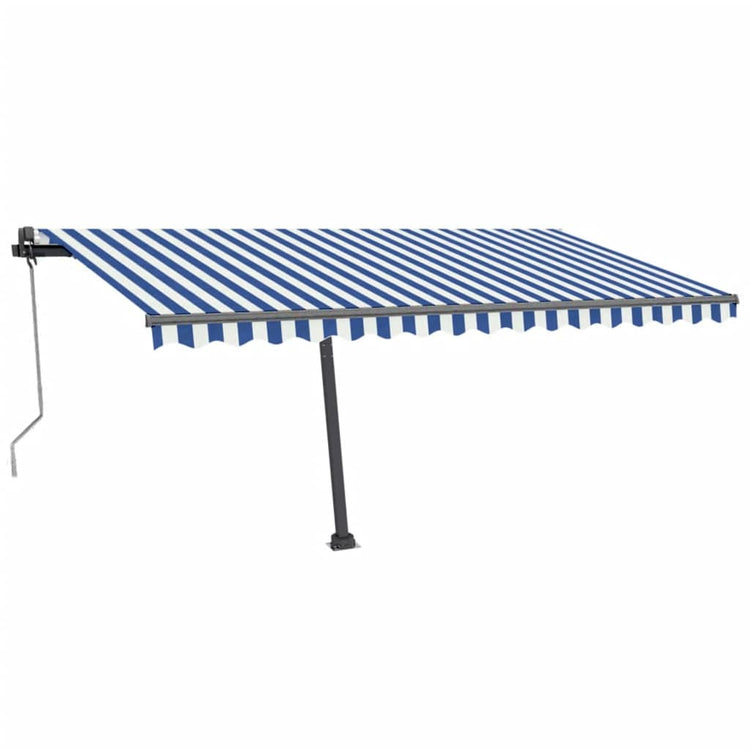 Vidaxl luifel automatique avec led et capteur de vent 450x300 cm blanc bleu