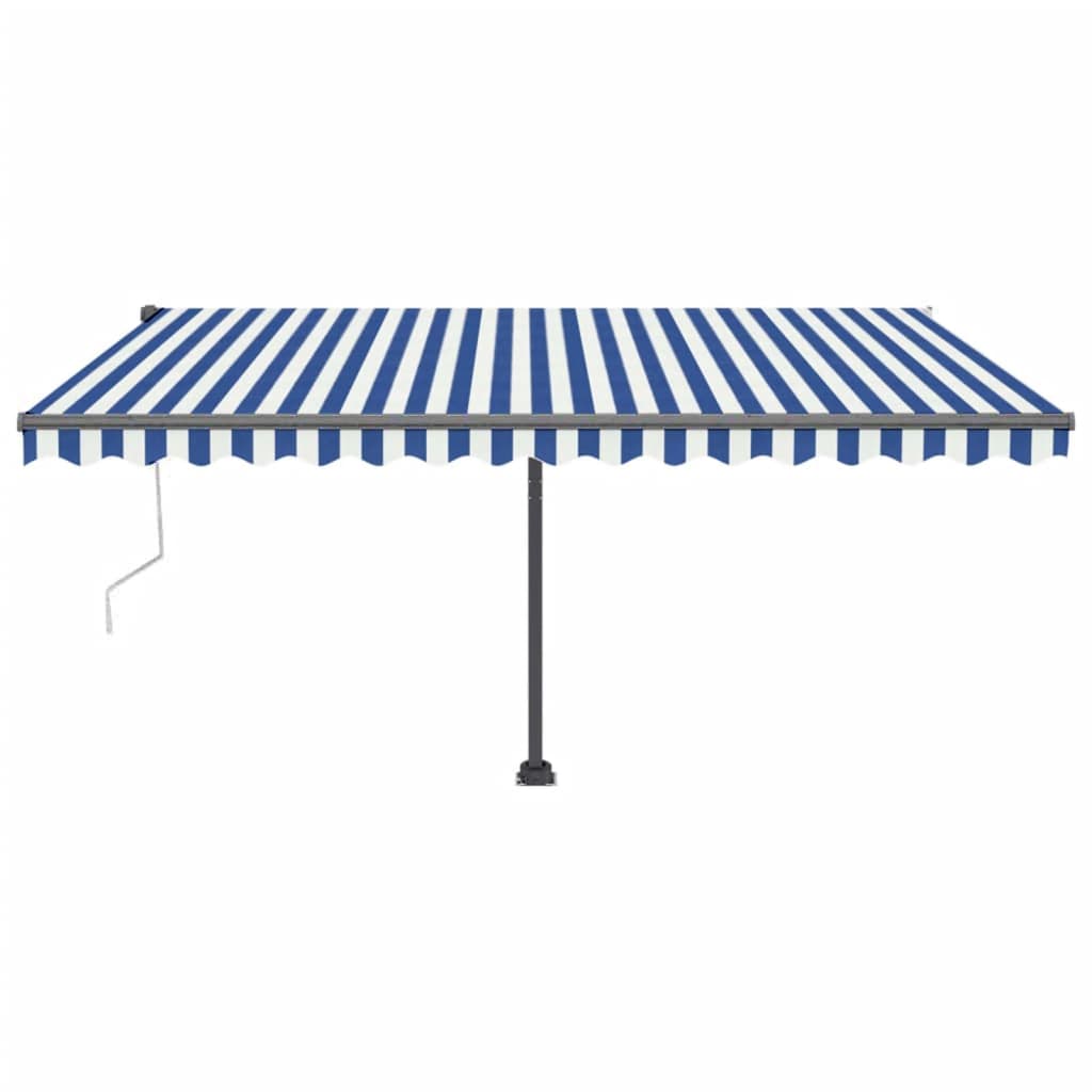 Vidaxl luifel automatique avec led et capteur de vent 450x300 cm blanc bleu