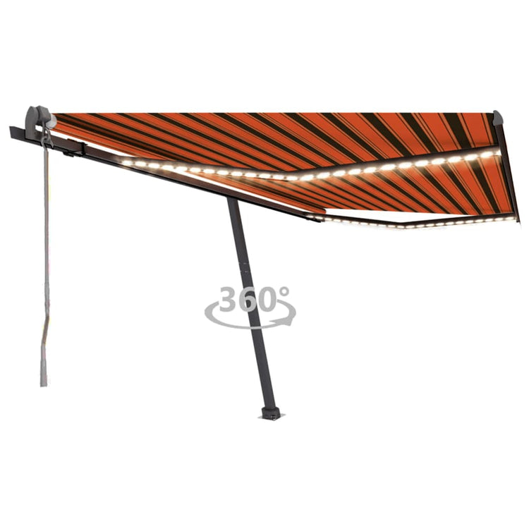 Vidaxl Luifel Automatique avec capteur de vent LED 450x300 cm Brun orange
