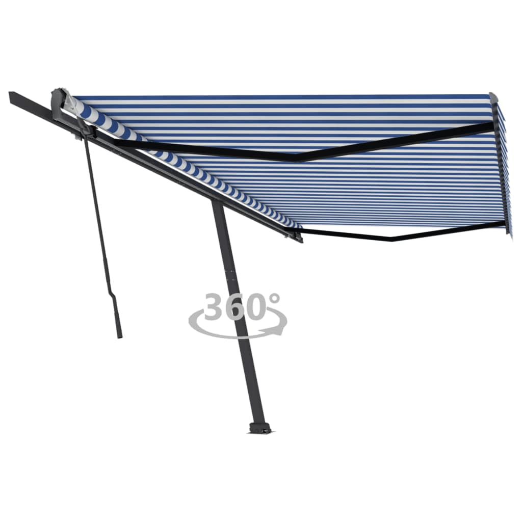 Vidaxl Luifel détaché étend manuellement 500x300 cm bleu et blanc